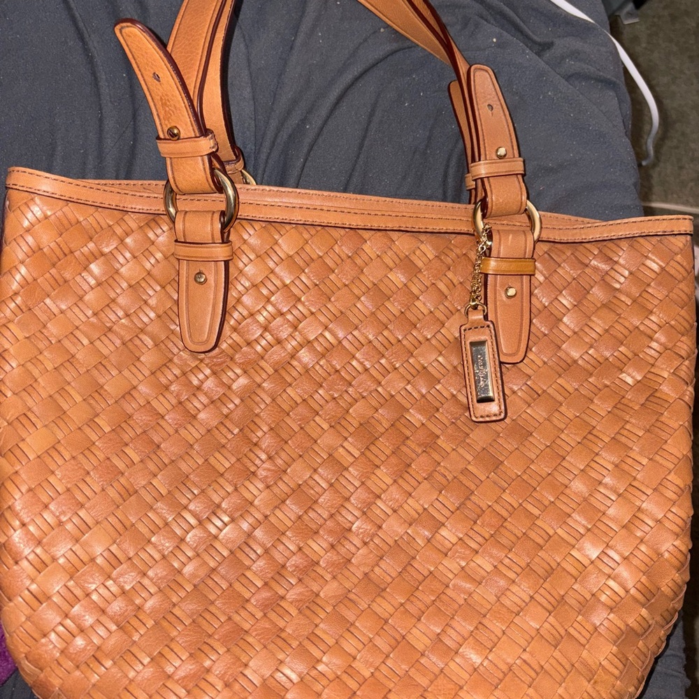 Cole Haan Tan Woven Tote Bag